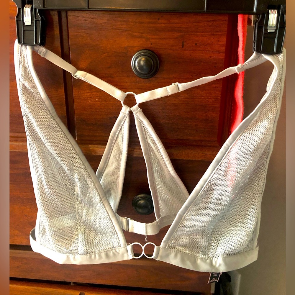 VS PINK silver mesh bralette